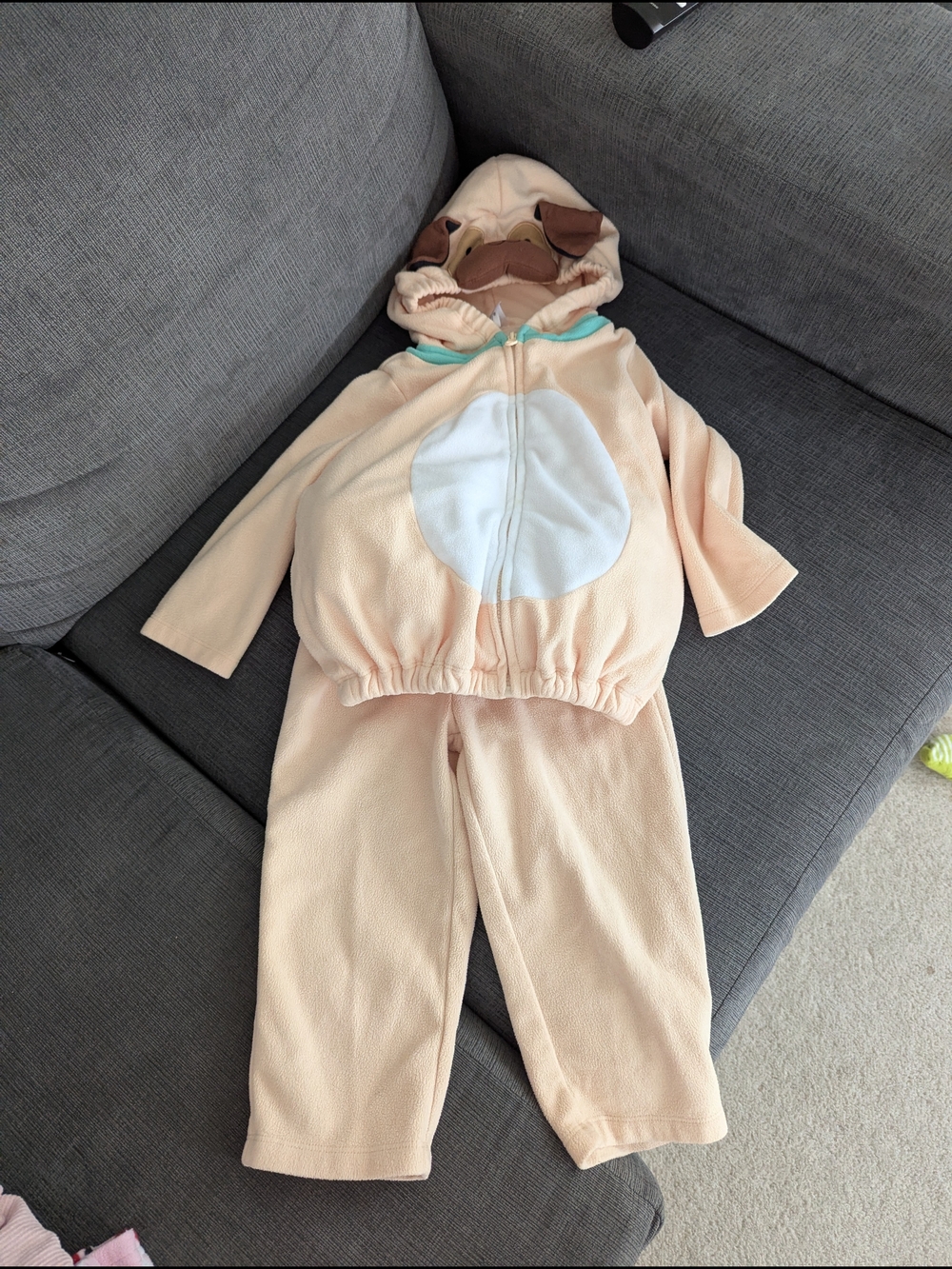 Carter's Peach and Teal Plush Animal Hoodie Set For Halloween 🎃